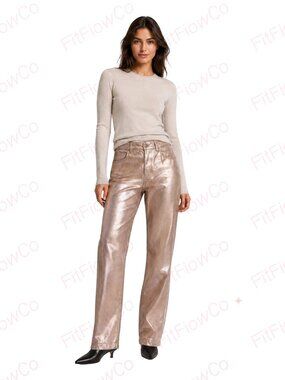 GUESS Ambra Metallic Rose Gold Faux Leather Pants S NWT